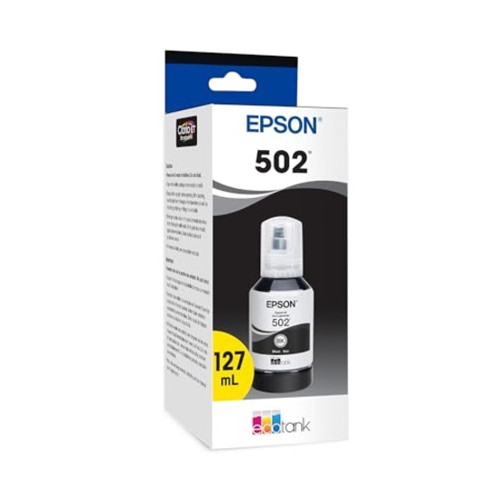 *EPSON 502 ECOTANK BLACK INK BOTTLE, ULTRA-HIGH CAPACITY; WORKS WITH ET-2750 4850