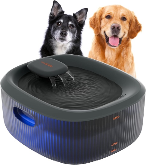*WOPET LARGE DOG WATER FOUNTAIN, 6L/205OZ/1.6GAL AUTO FOUNTAIN W/CHARCOAL FILTERS (5)