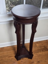 *WOOD SIDE TABLE WITH ORNATE LEGS, 29.75"H X 12"DIA