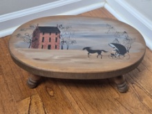 HAND-PAINTED OBLONG STEPSTOOL WITH 4 LEGS, 5"H X 16"L