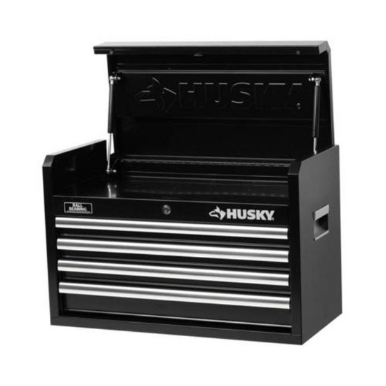 Husky 26 in. W 4-Drawer Tool Chest, Black, $274.85 Est. Retail Value