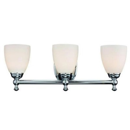 Hampton Bay 3-Light Polished Chrome Vanity Light with Opal Glass Shades, $74.72 Est. Retail Value