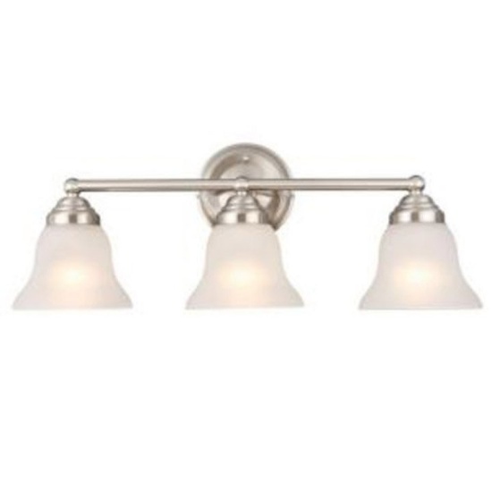 Hampton Bay 3-Light Brushed Nickel Vanity Light with Frosted Glass Shades, $48.85 Est. Retail Value