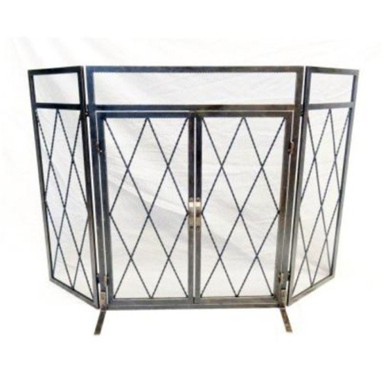 Home Decorators  Kempston Park 3-Panel 50 in. Fireplace Screen with Doors, $80.48 Est. Retail Value