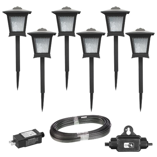 Low Voltage Black Outdoor Integrated LED Landscape Path Light, $80.49 Est. Retail Value