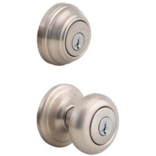 Kwikset 980 Juno Satin Nickel Entry Knob and Single Cylinder SmartKey, $98.91 Est. Retail Value
