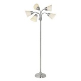 Hampton Bay 66 in. Satin Nickel Floor Lamp with 5 Plastic Bell Shades, $45.97 Est. Retail Value