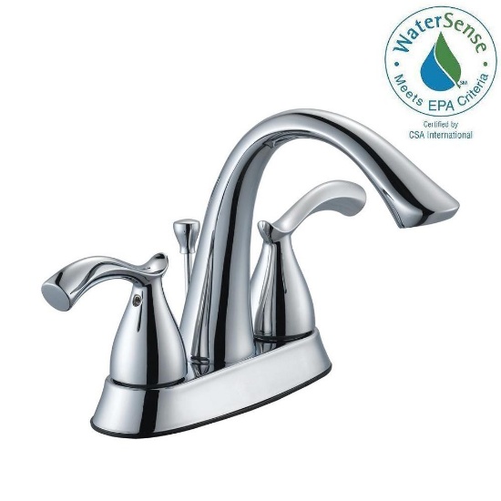 Glacier Bay Edgewood 4 in. Centerset 2-Handle High-Arc Bathroom Faucet in Chrome, $56.35 ERV