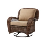 Hampton Bay Beacon Park Wicker Outdoor Swivel Lounge Chair with Toffee Cushions. $251.85 ERV