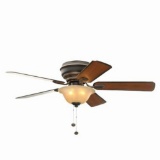 Hampton Bay Hawkins 44 in. Indoor Tarnished Bronze Ceiling Fan with Light Kit. $86.22 ERV