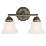 Hampton Bay 2-Light Oil Rubbed Bronze Vanity Light with Frosted Glass Shades. $36.77 ERV