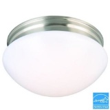 Commercial Electric 9 in. 60-Watt Brushed Nickel Integrated LED Mushroom Flushmount. $22.98 ERV