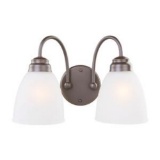 Commercial Electric 2-Light Oil Rubbed Bronze Vanity Light with Frosted Glass Shades. $35.62 ERV