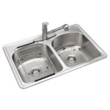 Glacier Bay All-in-One Drop-In Stainless Steel 33 in. 3-Hole Double Bowl Kitchen Sink. $239.20 ERV