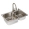 Glacier Bay All-in-One Dual Mount Stainless Steel 33 in. 2-Hole Double Bowl Kitchen Sink. $343 ERV