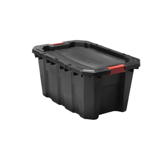 Husky 25 Gal. Latch and Stack Tote in Black. $16.07 ERV