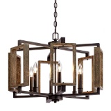 6-Light Aged Bronze Pendant with Wood Accents. $263.35 ERV