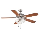 Hampton Bay Glendale 52 in. Indoor Brushed Nickel Ceiling Fan with Light Kit. $97.72 ERV
