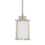 Home Decorators Collection 1-Light Brushed Nickel Mini-Pendant with White Glass Shade. $57.47 ERV