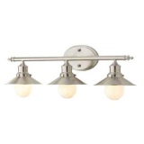 Home Decorators Collection 3-Light Brushed Nickel Retro Vanity Light with Metal Shades. $80.47 ERV
