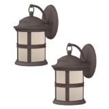 Hampton Bay 6-Watt Bronze Outdoor Integrated LED Wall Mount Lantern (2-Pack). $63.22 ERV