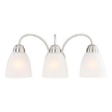 Commercial Electric 3-Light Brushed Nickel Vanity Light with Frosted Glass Shades. $48.27 ERV