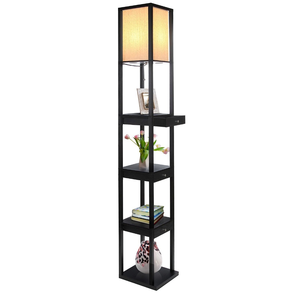 Lot Brightech Maxwell Drawer Edition Shelf Led Floor Lamp