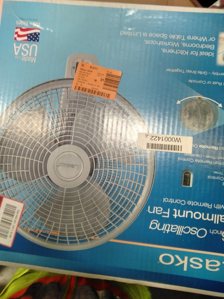 Lot Lasko 16 In 3 Sd Oscillating Wall Mount Fan With