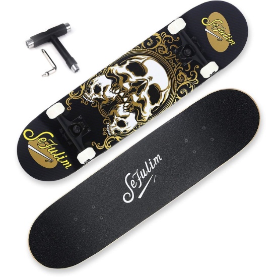 Sefulim Skateboard Complete Double Kick Trick Skateboards. $46 MSRP |  Estate & Personal Property Consumer Goods | Online Auctions | Proxibid