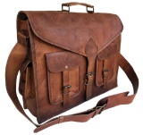 KPL 18 Inch Rustic Vintage Leather Messenger Bag Laptop Bag Briefcase Satchel Bag. $75 MSRP