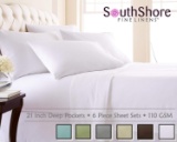 Southshore Fine Linens 6 Piece - Extra Deep Pocket Sheet Set - WHITE - King. $43 MSRP