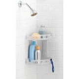 Mainstays Corner Shower Caddy, Frosted; Bissell PowerFresh Steam Mop. $90 MSRP