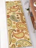 Well Woven 6502-2L Kings Court Flora Modern Ivory Paisley Runner Indoor/Outdoor Area Rug. $76 MSRP