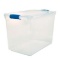 Homz 112 Qt. Plastic Storage Tote with Latches, Clear/Blue (Set of 6). $65 MSRP