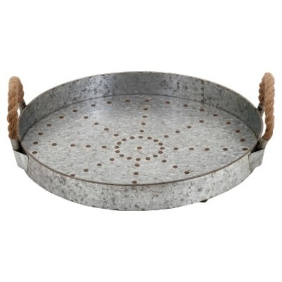 Farmhouse Rustic Galvanized Iron Serving Tray (16") - Olivia & May. $26 MSRP