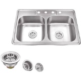 Magnus Sinks Stainless Steel Double Bowl Kitchen Sink with Grid Set and Drain Assemblies. $143 MSRP