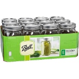 Ball Glass Mason Jar with Lid and Band, Wide Mouth, 32 Ounce, 12 Count. $21 MSRP