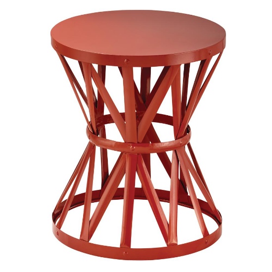 Hampton Bay 18.9 in. Round Metal Garden Stool in Chili. $40 MSRP