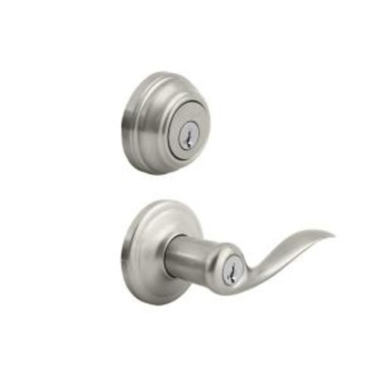 Kwikset Tustin Satin Nickel Exterior Entry Door Lever and Single Cylinder Deadbolt $80 MSRP