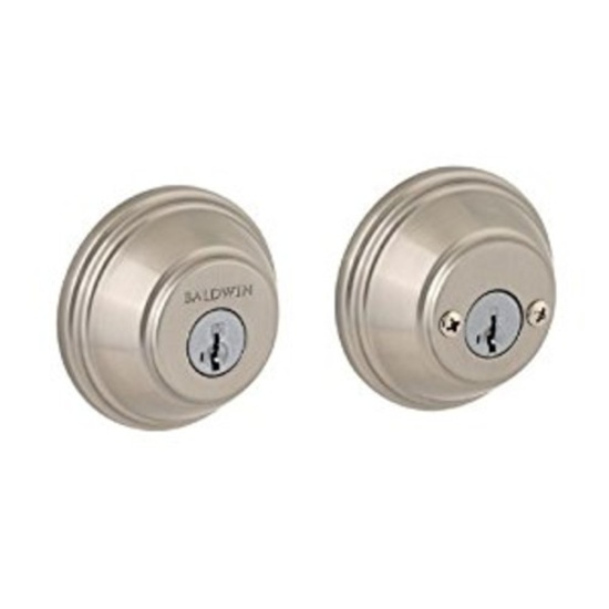 Baldwin Prestige 385 Round Double Cylinder Deadbolt Featuring SmartKey in Satin Nickel. $63 MSRP