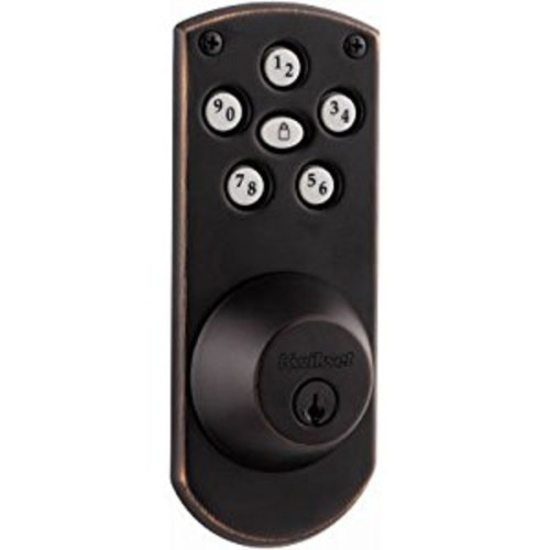 Kwikset 907 Powerbolt Electronic Deadbolt featuring SmartKey in Venetian Bronze. $185 MSRP