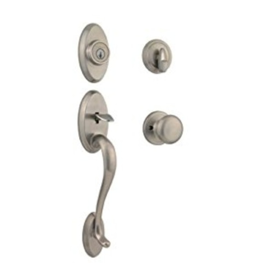 Kwikset Chelsea Single Cylinder Handleset w/Juno Knob featuring SmartKey in Satin Nickel. $140 MSRP