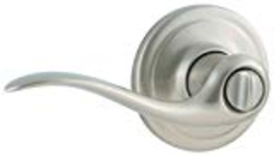 Kwikset Tustin Bed/Bath Lever in Satin Nickel. $30 MSRP