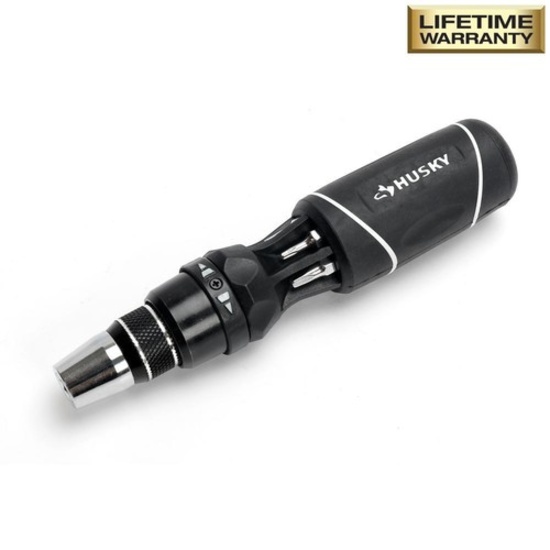 Husky 12-in-1  Screwdriver; 10-Pattern Nozzle; RIDGID 7 in. Glass Tile Blade; Stud Finder. $107 MSRP