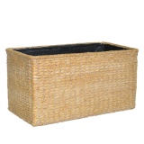 19.5 in. W x 10.5 in. H Composite Rectangular Faux Woven Basket in a White Washed Beige. $40 MSRP