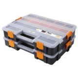HDX 15-Compartment Interlocking Small Parts Organizer in Black (2-Pack). $28 MSRP