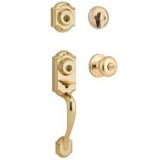 Kwikset Montara Polished Brass Single Cylinder Door Handleset with Juno Entry Knob. $155 MSRP
