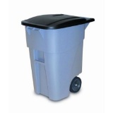 Rubbermaid Commercial Products Brute 50 Gal. Grey Rollout Trash Can with Lid. $171 MSRP