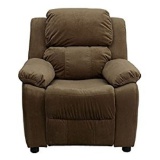 Deluxe Heavily Padded Contemporary Brown Microfiber Kids Recliner with Storage Arms. $135 MSRP