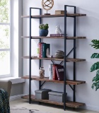 Homissue 5-Tier Bookcase, Vintage Industrial Wood and Metal Bookshelves, Retro Brown. $276 MSRP